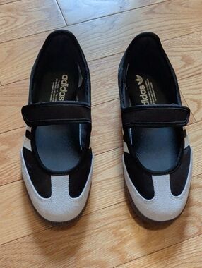 adidas Black and Light Gray Mary-Jane Style Sneakers